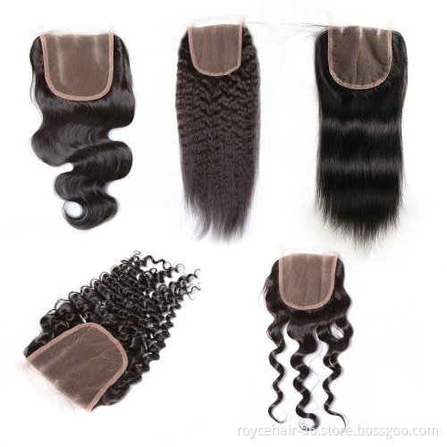 Raw Indian Curly Closures,  Brazilian Water Curls Remy Virgin Hair Bundles Closure
